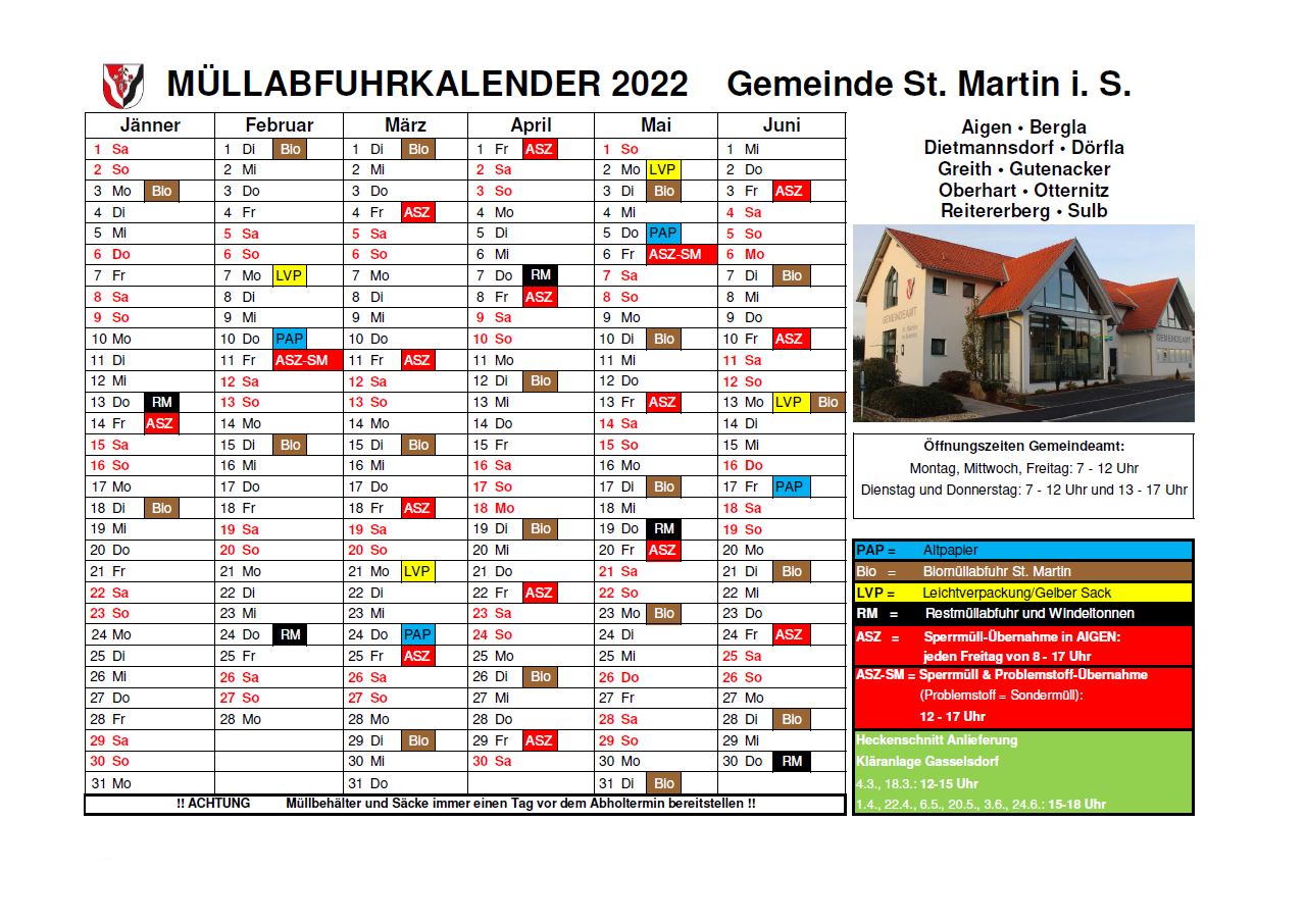 Müllkalender 2022 StM